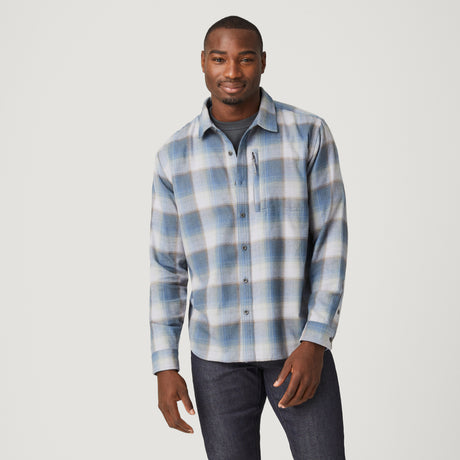 Men's Easywear Flannel Shirt - Blue Mirage Plaid - M #color_blue-mirage-plaid