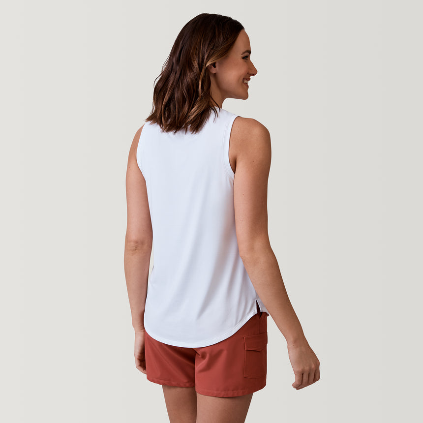 [Emily is 5’9” wearing a size Small.] Women's Microtech® Chill Long Tank Top - White - S #color_white