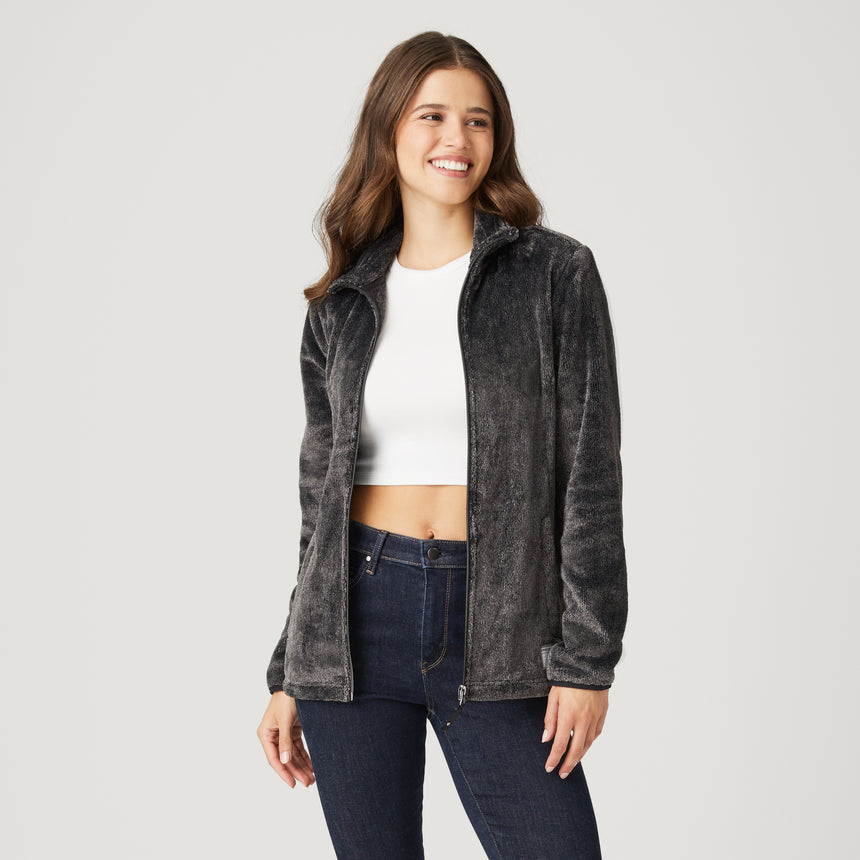 Women's Outbound Heather Butter Pile® Fleece Jacket - Heather Black - S #color_heather-black