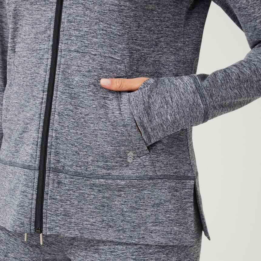 Women's Free 2 Go Out Zip Hoodie - Heather Black #color_heather-black