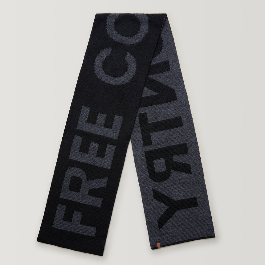 Men's Intarsia Logo Scarf - Black & Grey #color_black-grey