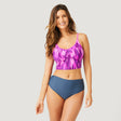 Women's Abstract Ikat V-Neck Croptini Top - Pink Orchid #color_pink-orchid