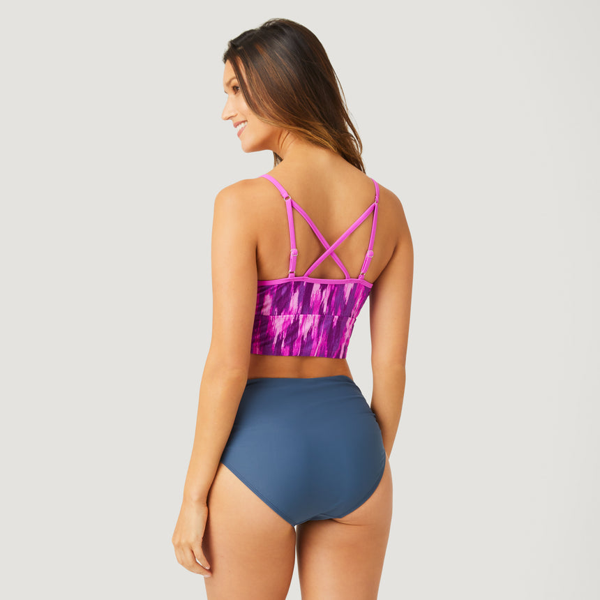 Women's Abstract Ikat V-Neck Croptini Top - Pink Orchid #color_pink-orchid