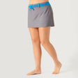 Women's Plus Size Drawstring Swim Skirt - Cloud Grey-Caribbean Blue #color_cloud-grey-caribbean-blue