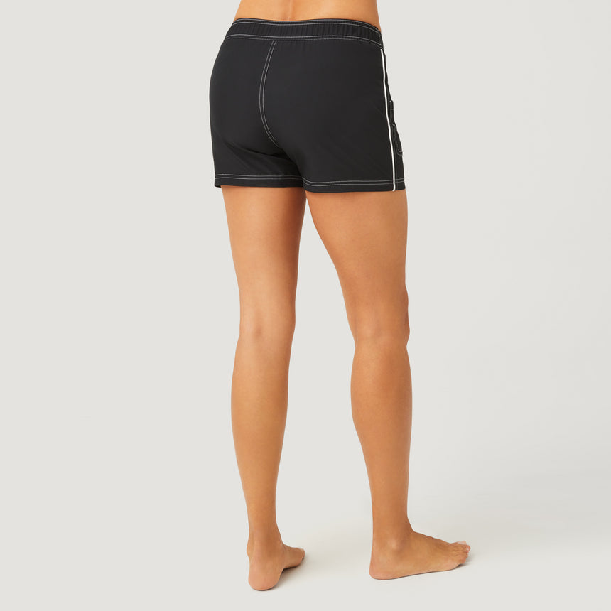 Women's Woven Stretch Board Short - Black-White #color_black-white