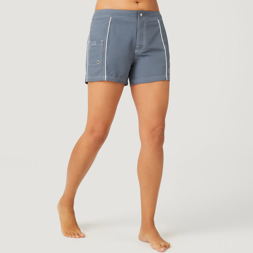 Women's Woven Stretch Board Short - Cloud Grey-White #color_cloud-grey-white