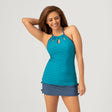 Women's Basket Weave Keyhole Tankini Top - Lagoon #color_lagoon