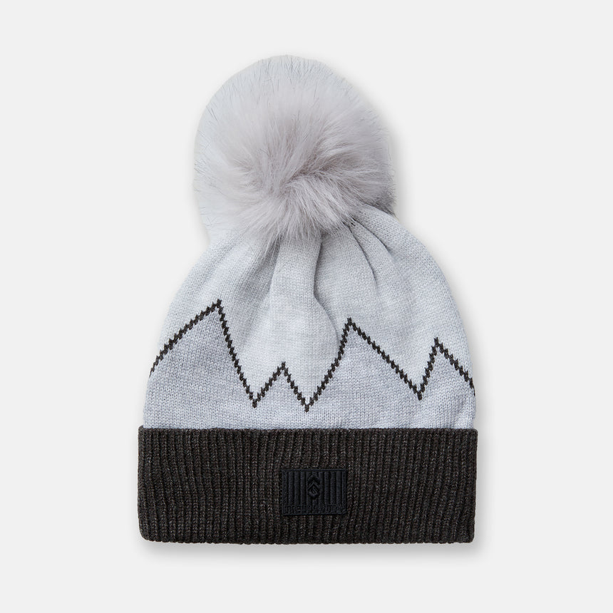 Women's Fair Isle & Cuffed Knit Beanie with Pom - 2 Pack - Black & Grey #color_black-grey