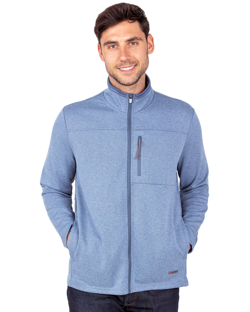 Free Country Men's FreeCycle® Double Knit Full Zip Fleece Jacket - Compass Blue - S#color_compass-blue