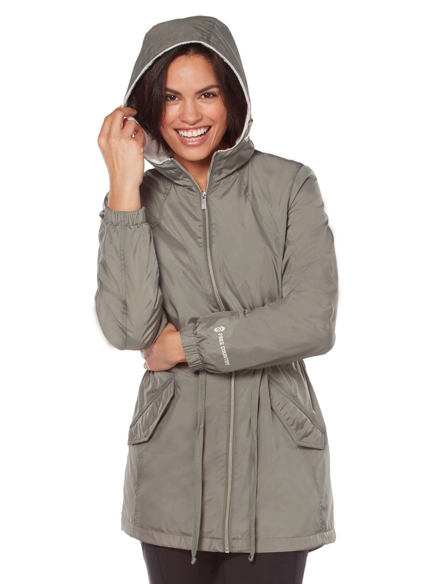 Free Country Women's Composure Long Windshear Jacket - - #color_sage-city