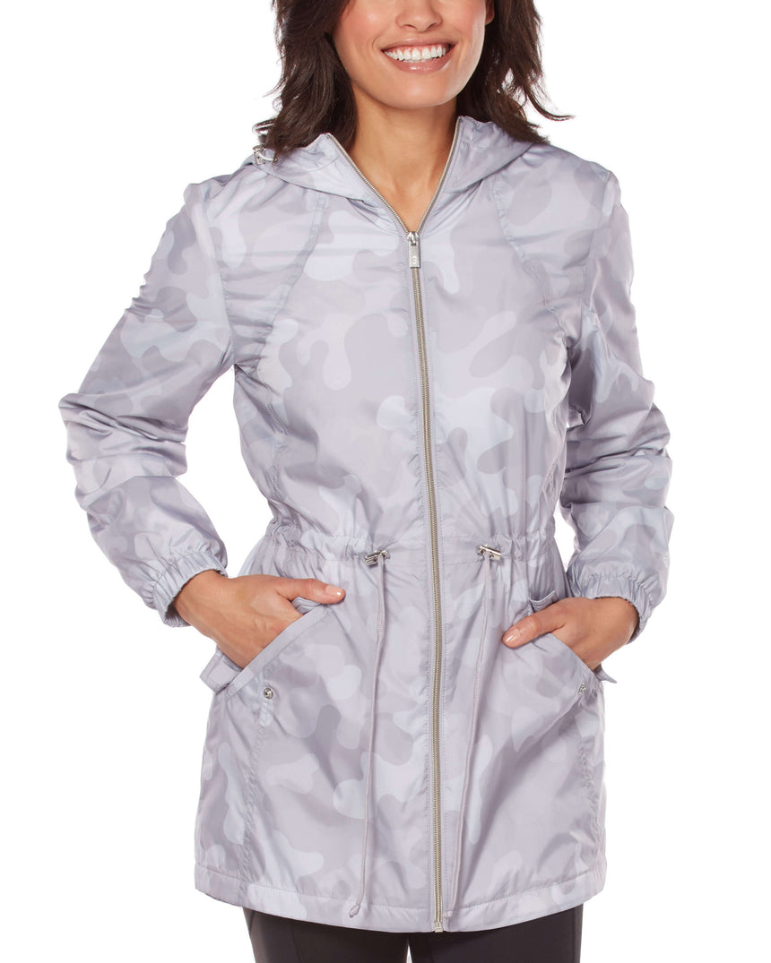 Free Country Women's Composure Long Windshear Jacket - Shell Grey Camo - S#color_shell-grey-camo