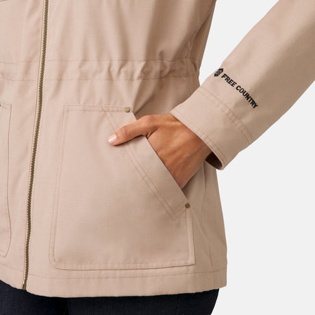 [Victoria is 5’11” wearing a size Small.] Women's Lightweight Cascade Canvas Jacket - Khaki - S #color_khaki