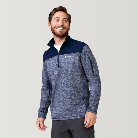 Men's Sueded Spacedye 1/2 Zip Colorblock Mock Neck Shirt