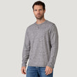 [Vince is 6’1” wearing a size Medium.] Men's FreeCycle® Sueded Spacedye Long Sleeve Crew Neck - Grey - M #color_Grey