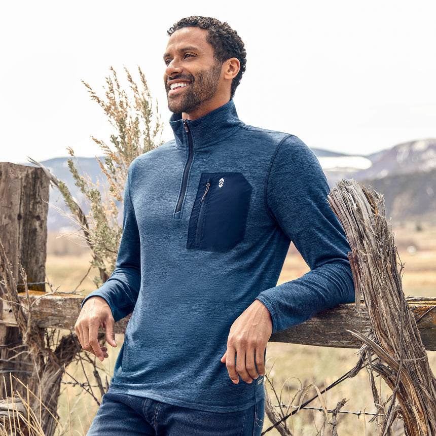 Men's Sueded Spacedye Quarter Zip Long Sleeve Shirt