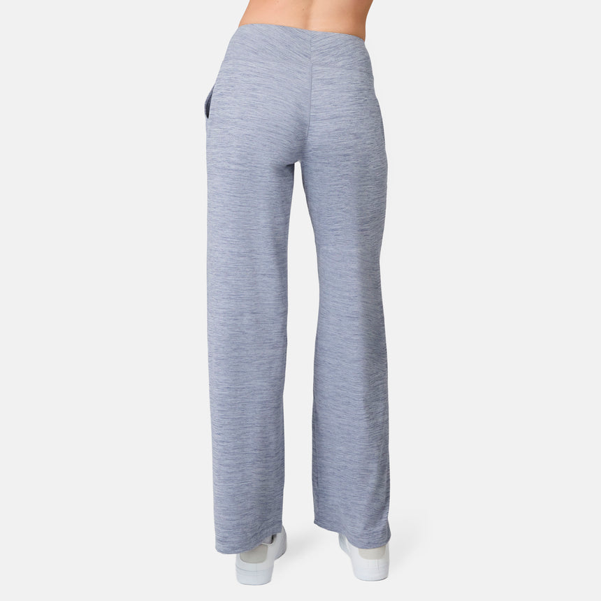 [Model is wearing size S] Gray wide leg sweatpants on a white background