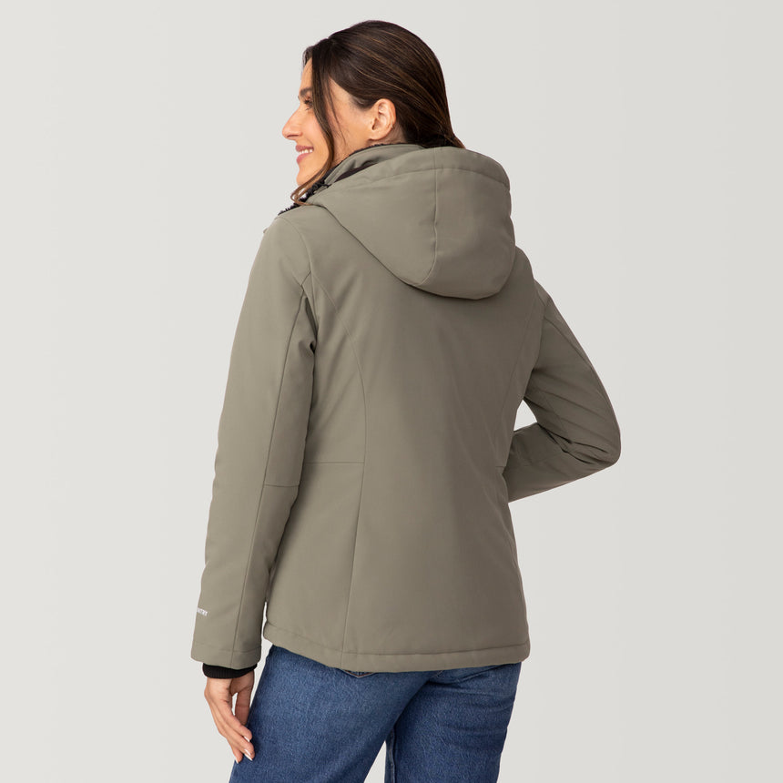 [Olga is 5’9" wearing a size Small.] Women's FreeCycle® Thermo Super Softshell® II Jacket - S - Vine #color_vine