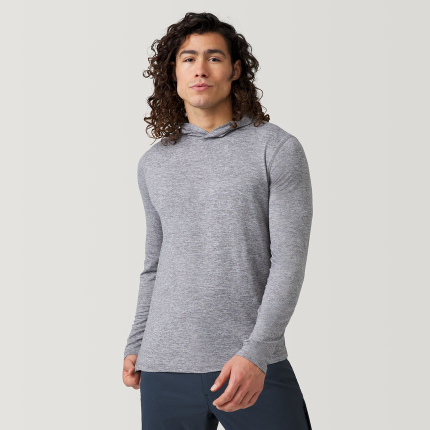 [Jordan is 6'2" and wearing a size M.] Men's Super Soft Hooded Graphic Sunshirt - M - Grey Rock #color_grey-rock