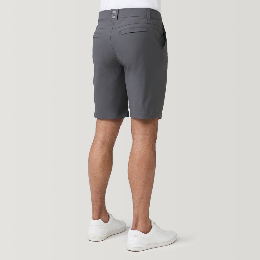 [Model is 6’2” wearing a size Medium.] Men's Nylon Stretch Casual Short - Deep Charcoal #color_deep-charcoal