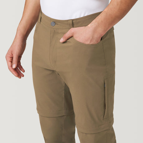 [Model is wearing a size Medium.] Men's Nylon Stretch Convertible Pant - Khaki #color_khaki