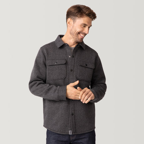 [Matt is 6’2” wearing a size Medium.] Men's Fleece Twill Snap Front Shirt- Black - M #color_black