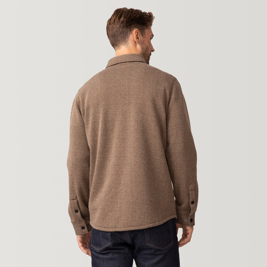 [Matt is 6’2” wearing a size Medium.] Men's Fleece Twill Snap Front Shirt- Saddle- M #color_saddle