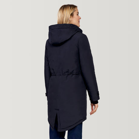 A woman with blonde hair, seen from the back, wears the Clearance Women's Arctic Anorak Jacket in navy against a plain light background.