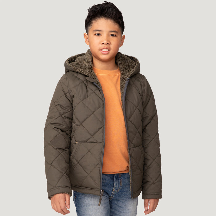 Boys' Quilted Reversible Hooded Jacket