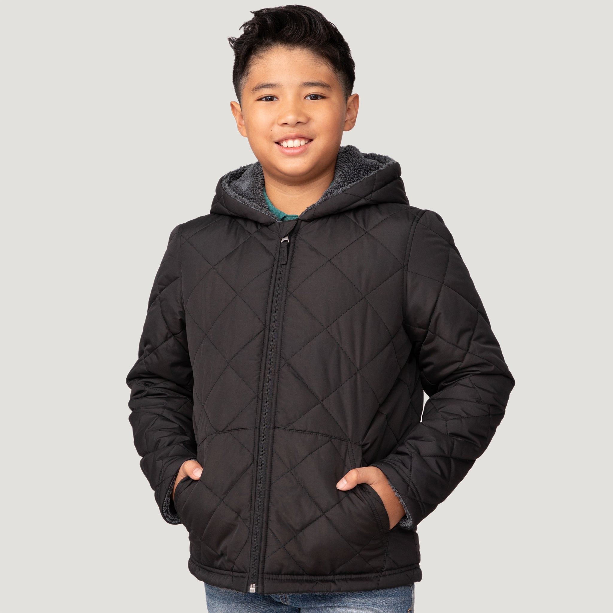 Boys hooded puffer jacket online