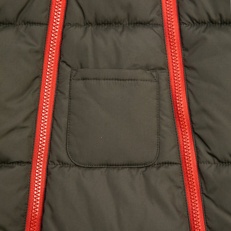 Free Country Kids' Infant Lightweight Quilted Puffer Snow Suit in dark green, featuring wide channel quilting, sherpa lining, dual zippers, and fold-over mittens and booties for warmth and easy dressing.
