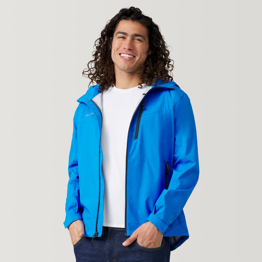 [Jordan is 6’2” wearing a size Medium.] Men's Hydro Lite Spectator Jacket - Electric Blue #color_electric-blue