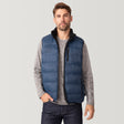 [Matt is 6'2" wearing a size Medium.] Men's Pine Creek Quilted Reversible Vest - Ocean - M #color_ocean