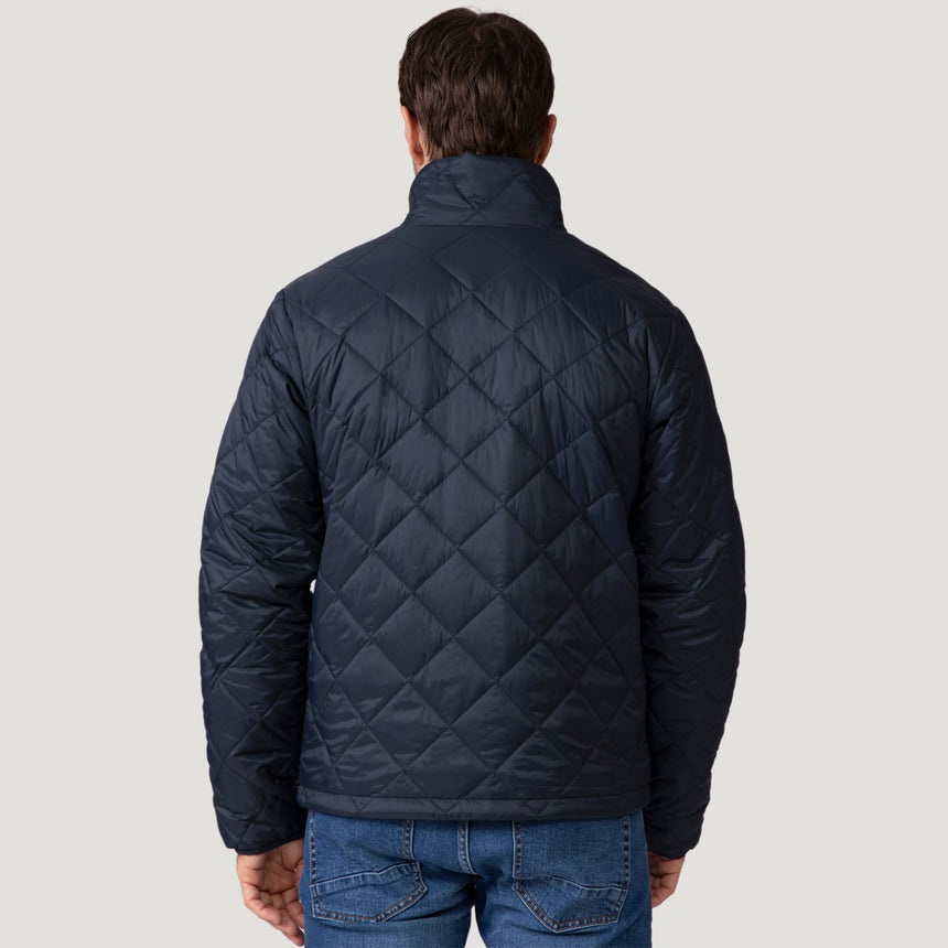 [Vince is 6'1" wearing a size Medium.] Men's Apex Quilted Puffer Jacket - Navy color_navy