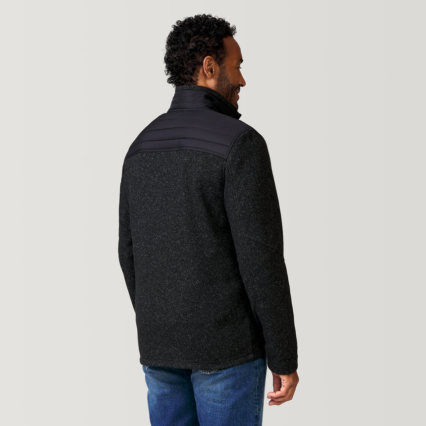 [Jonathan is 6'1" wearing a size Medium.] Free Country Men's Frore Sweater Knit Fleece Jacket - Black - S#color_black