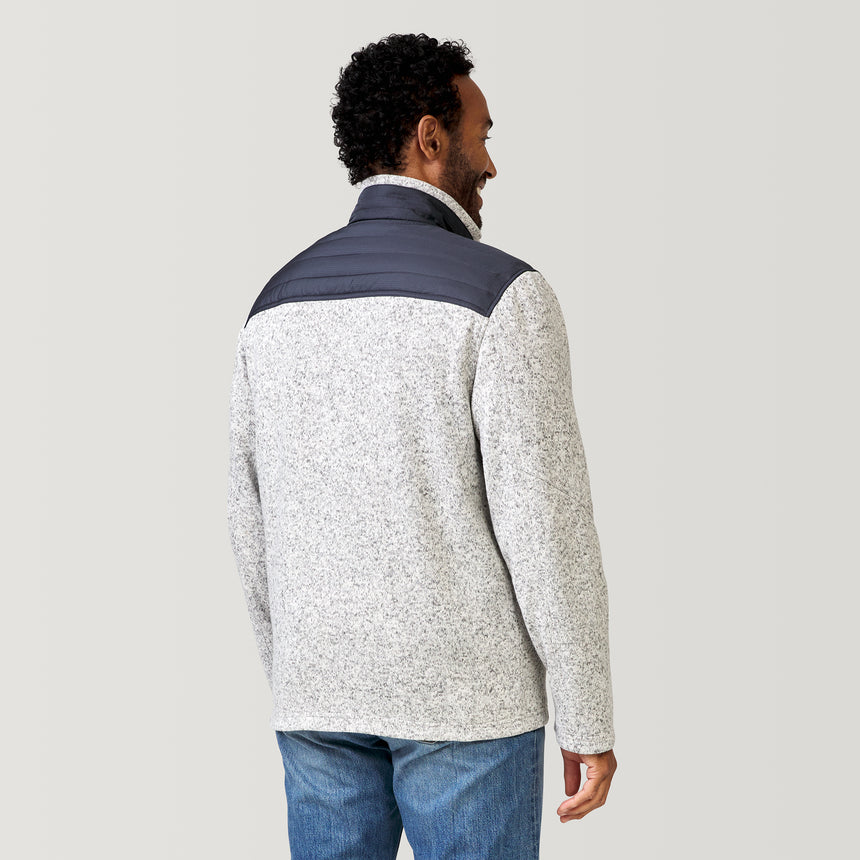 [Jonathan is 6'1" wearing a size Medium.] Free Country Men's Frore Sweater Knit Fleece Jacket - Pumice - S#color_pumice