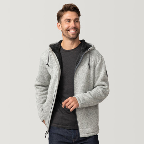 [Matt is 6’2” wearing a size Medium.] Men's Northwood Mountain Fleece Hoodie - Pumice - M #color_pumice