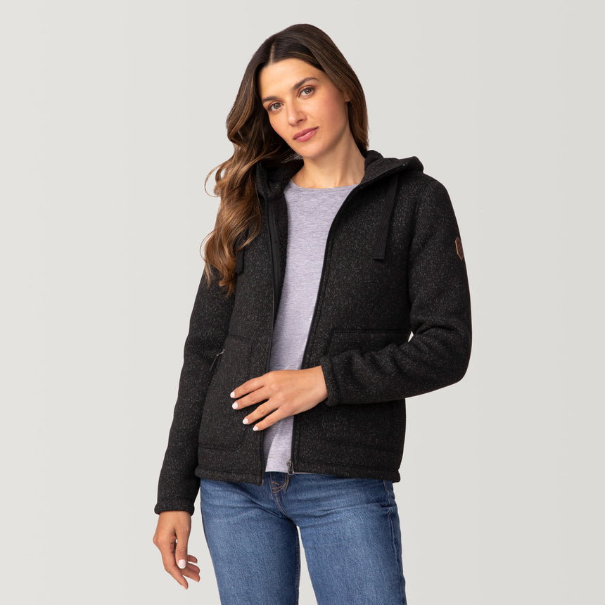 [Olga is 5’9" wearing a size Small.] Women's Mountain Fleece Jacket - S - Black #color_black