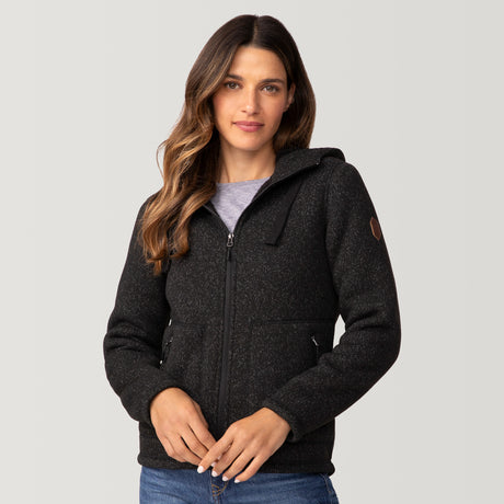 [Olga is 5’9" wearing a size Small.] Women's Mountain Fleece Jacket - S - Black #color_black