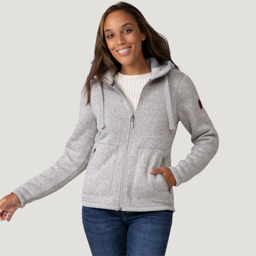 [Shelby is 5'9" wearing a size Small.] Women's Mountain Fleece Jacket - S - Satin Silver  #color_satin-silver