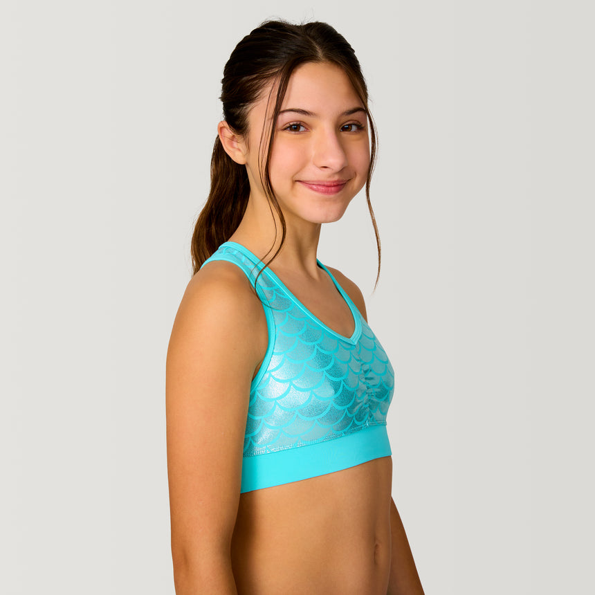 Girls' Foil Mermaid Rash Guard and Bikini Swim Set