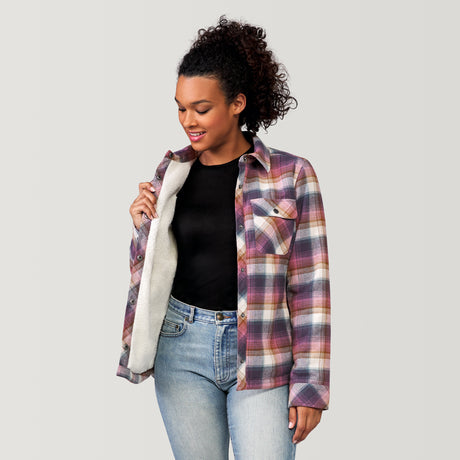 Women's Koshi Adirondack Flannel Shirt Jacket - Driftwood Plaid - S #color_driftwood-plaid