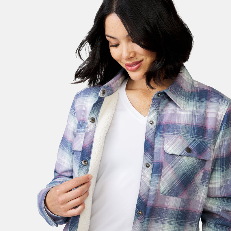Flannelette Shirt Purple Plaid Shirt Jacket Women's Koshi