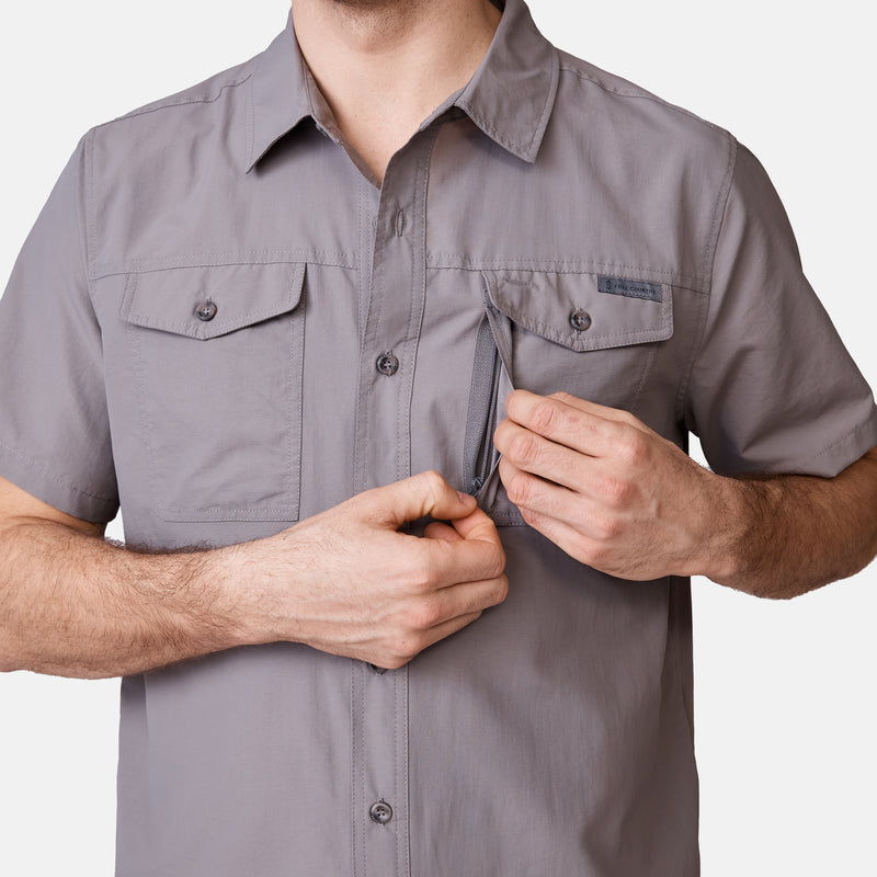 clearance mens dress shirts Free Country Men's Expedition Nylon Rip-Stop Short Sleeve Shirt in Sand Dune, Size: XL