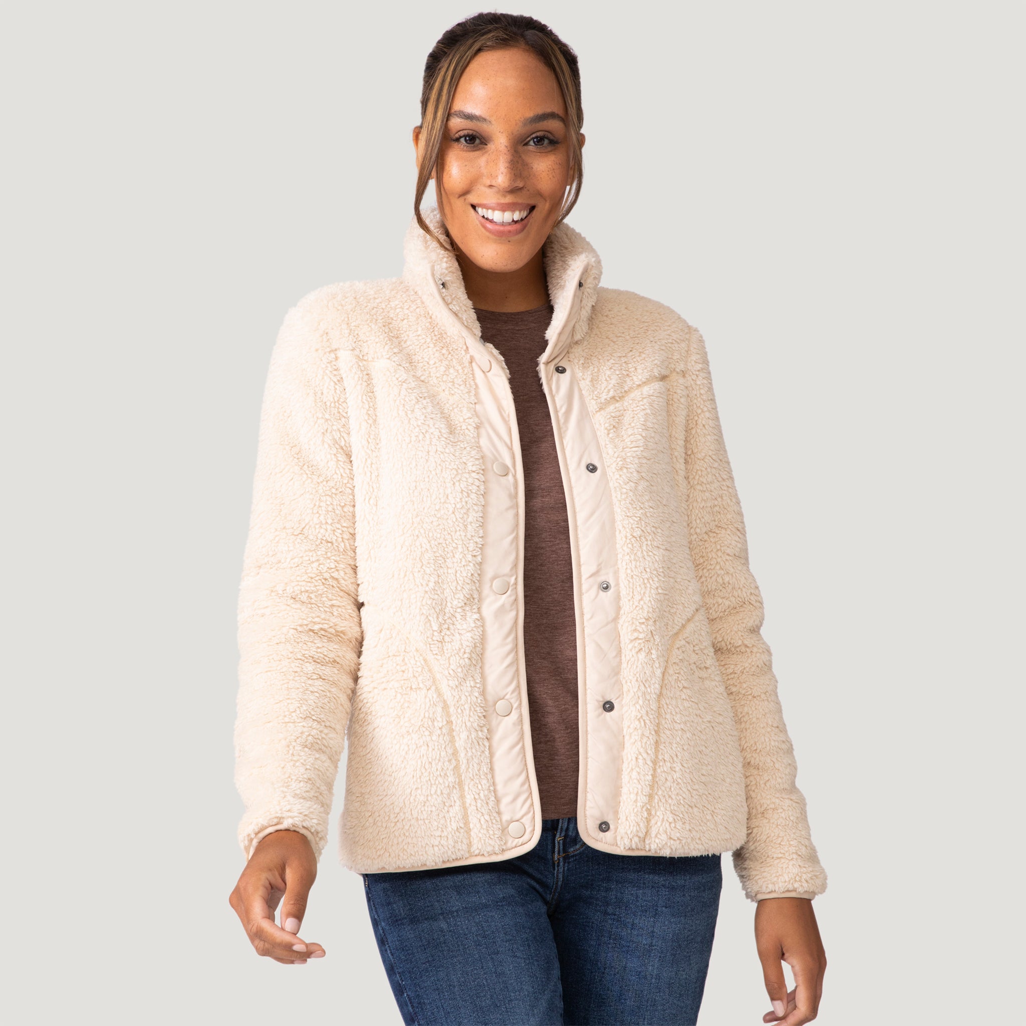 Free good Country Butter Pile Faux Fur Trim Jacket Cream 2X