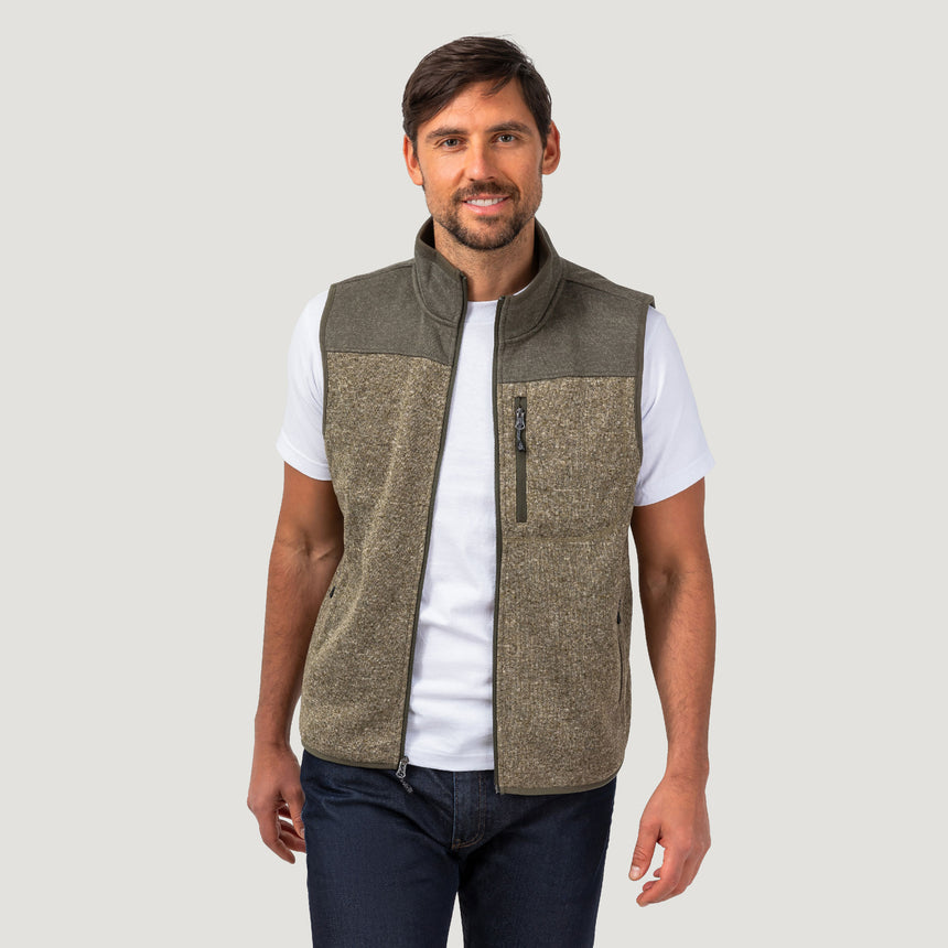 Men's Full Zip Color Block Sweater Fleece Vest