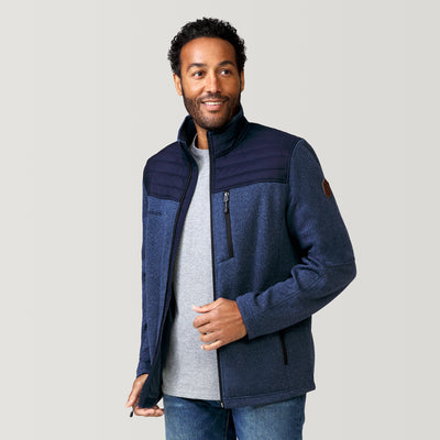 [Jonathan is 6’1” wearing a size Medium.] Men's Textured Frore Sweater Knit Fleece Jacket - Cool Blue - M #color_cool-blue