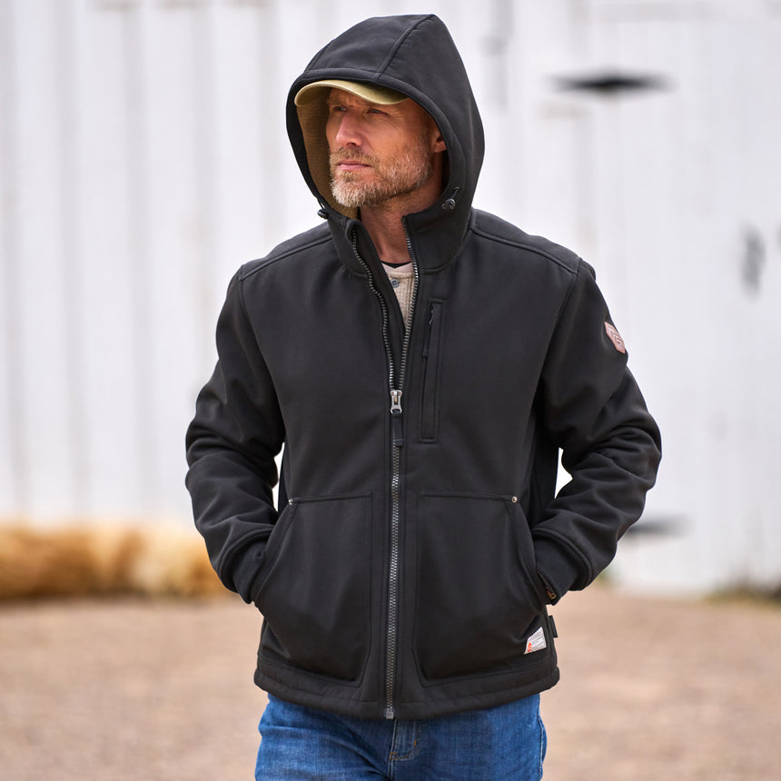 Men's Wind River Burly Canvas Softshell Jacket - Black - M #color_black