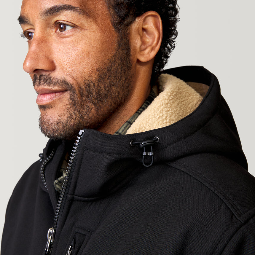 [Jonathan is 6’1” wearing a size Medium.] Men's Wind River Burly Canvas Softshell Jacket - Black - M #color_black