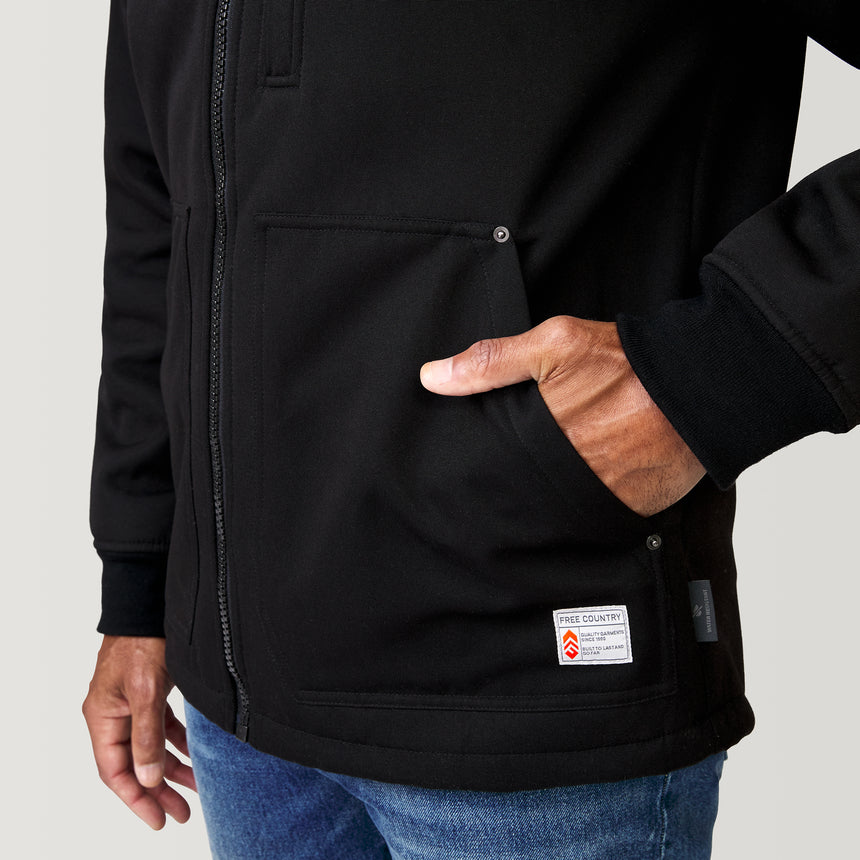 [Jonathan is 6’1” wearing a size Medium.] Men's Wind River Burly Canvas Softshell Jacket - Black - M #color_black