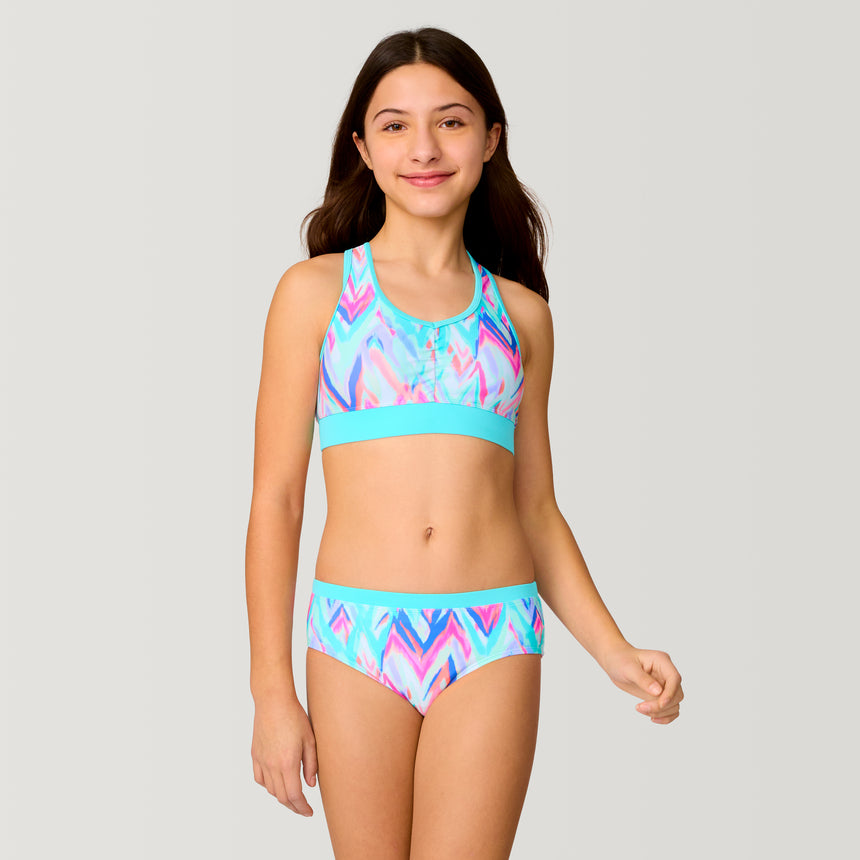 Girls' Oasis Chevron Rash Guard and Bikini Swim Set